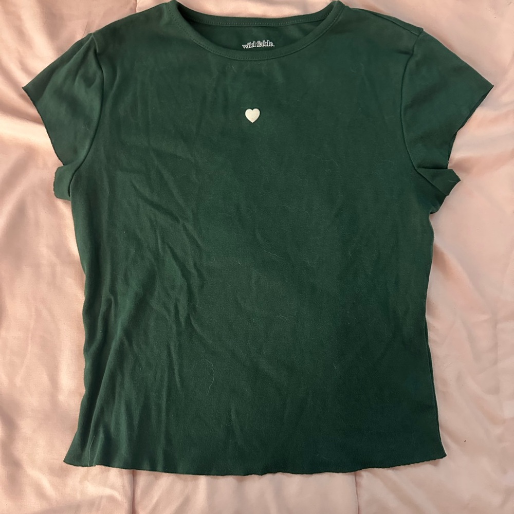 Wild Fable Green Fitted Cap Sleeve Tee